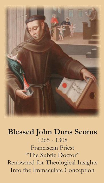 Nov. 8th: Blessed John Duns Scotus Prayer Card